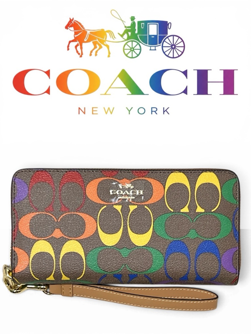 COACH Limited Edition Pride Collection Signature C Rainbow Long Wallet/Wristlet